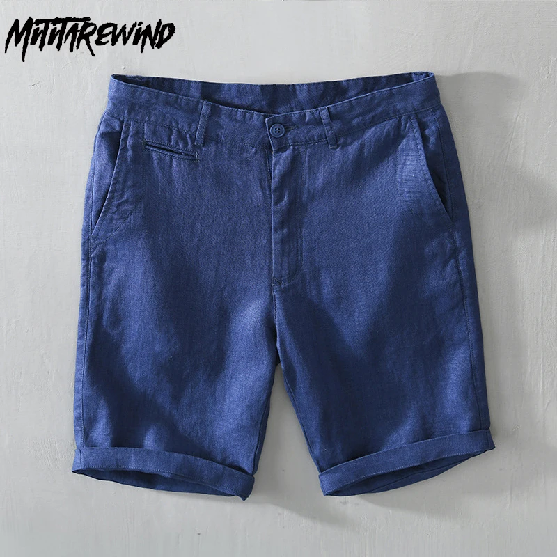 

Летние Новые мужские шорты, праздничные пляжные повседневные шорты из чистого льна, дышащие однотонные брюки длиной до колен, короткие брюки