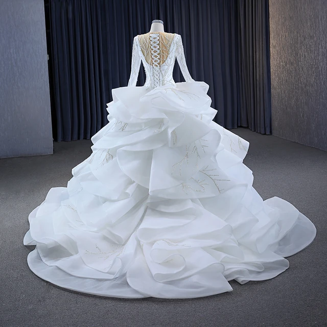 Exquisite Princess Wedding Dress Organza Ball Gown O-Neck Wedding Gown For Bride 2023 Sequined RSM222128 Vestidos De Novia 2