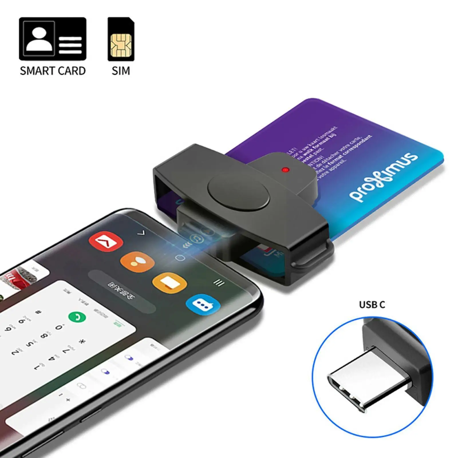 

New Rocketek USB Type C Smart Card Reader Memory ID Bank EMV Electronic Dni Citizen Connector DNIE Android Adapter Sim Clon P6P9