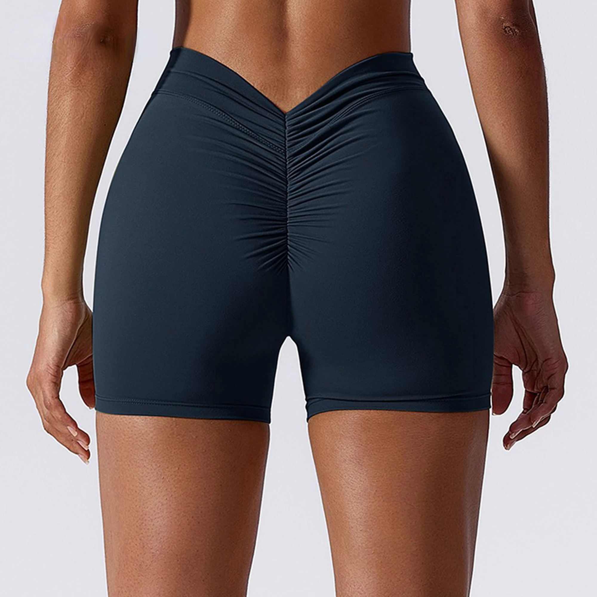 

V Back Yoga Shorts for Women Workout Gym Scrunch Butt Sport Short Nylon Fitness Tights Cycling Activewear