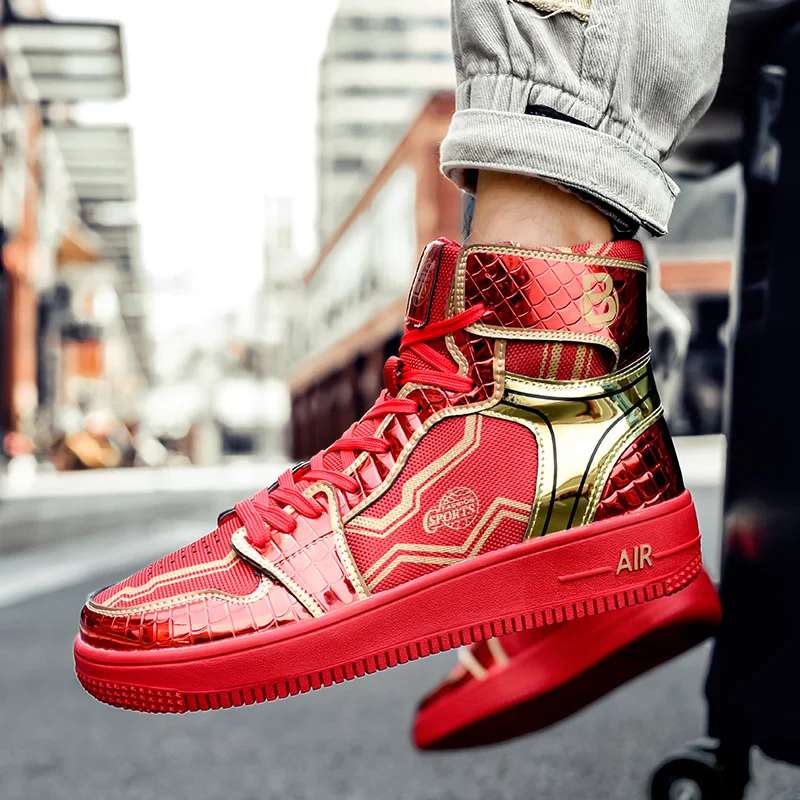 2022 Superstar Fashion High top Men's Shoes Couple Red Sneakers Mirror Luxury Designer Skateboard Shoes Men Vulcanized Sneakers