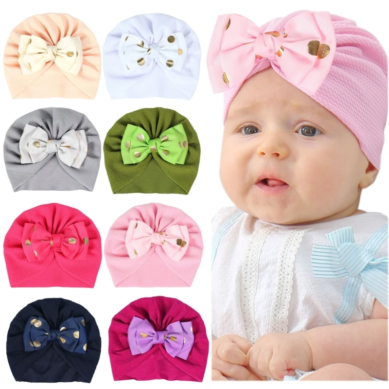 

Baby Bowknot Beanie Hat Large Bow Turban Hat for Newborn Boys Girl 0-12M Breathable Infant Headdress Universal Photo Hat