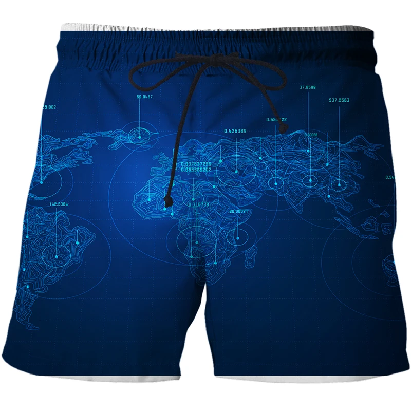 

2022 Summer Men's Short 3D Printed AI technology data pattern Men Street Pant Man's Swimming Trunks Quick-drying Elastic Waist