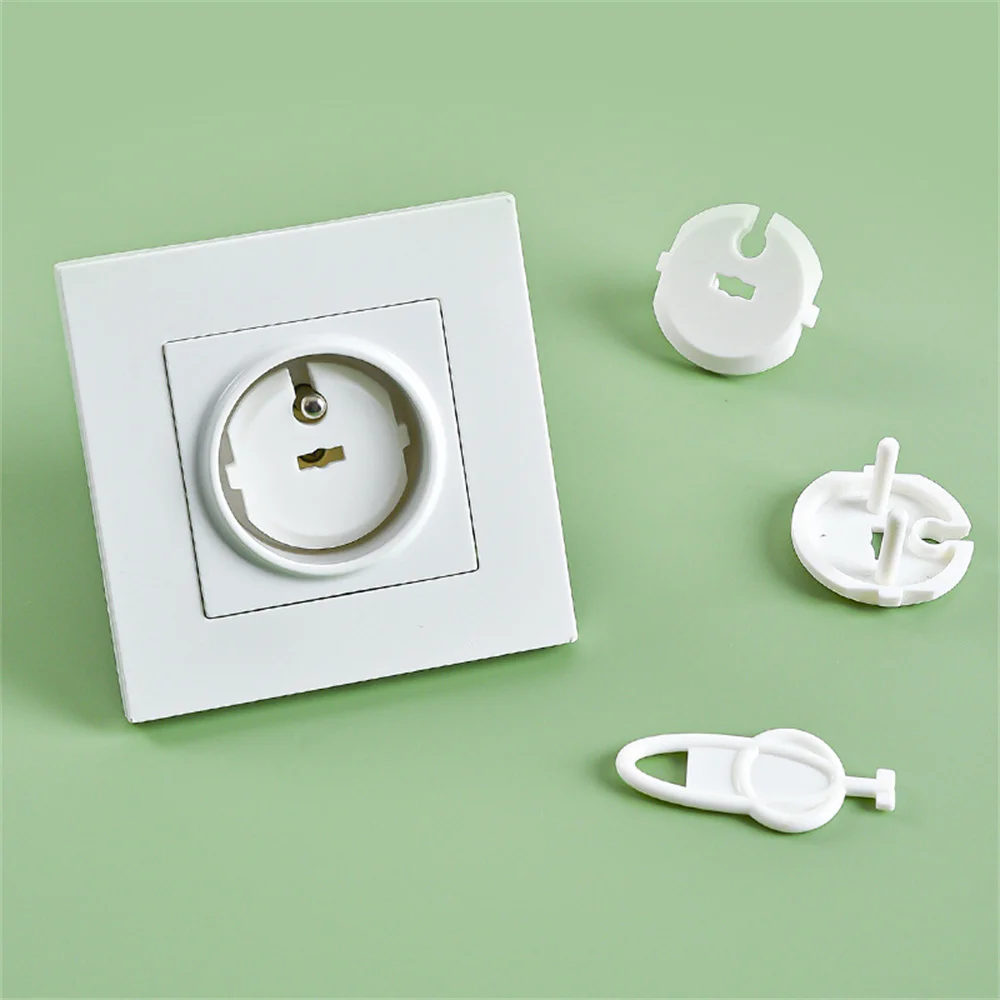 

Childrens Electric Shock Safety Plug Protective Cover White Babys Safety Strong And Durable Separate Key Chain Design Children