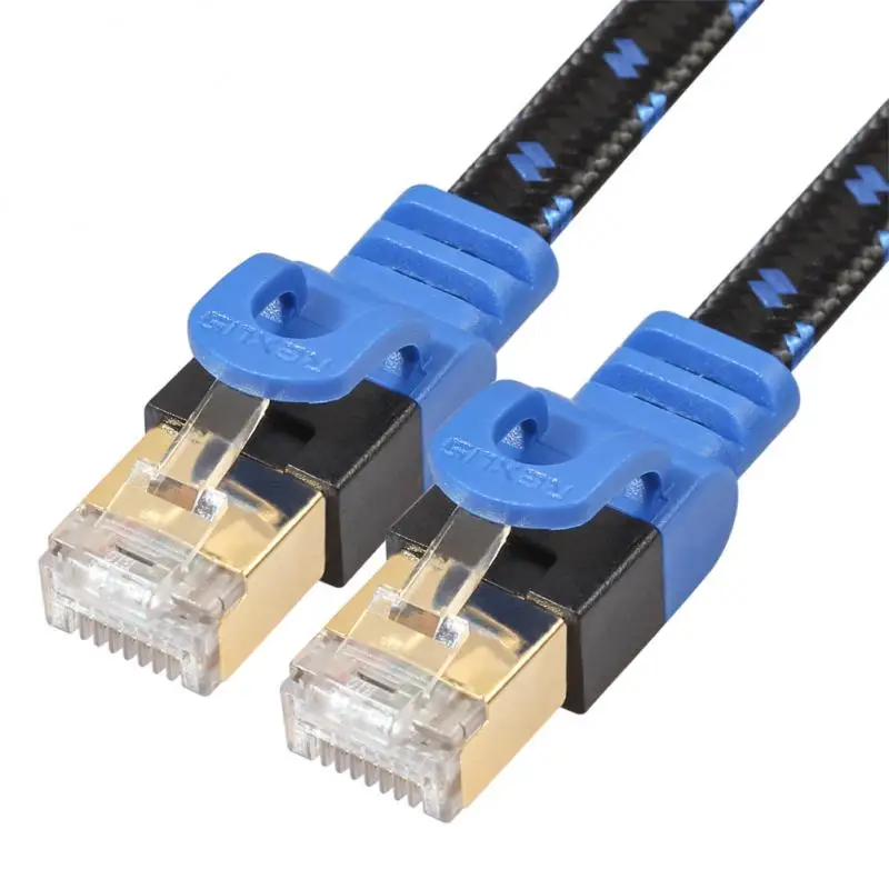 

CAT7-2 Flat 10G Ethernet Cables RJ45 Network Cable Double Shielded Pure Copper PC Laptops High Speed Patch Cord 0.5/1/2/5/10 M