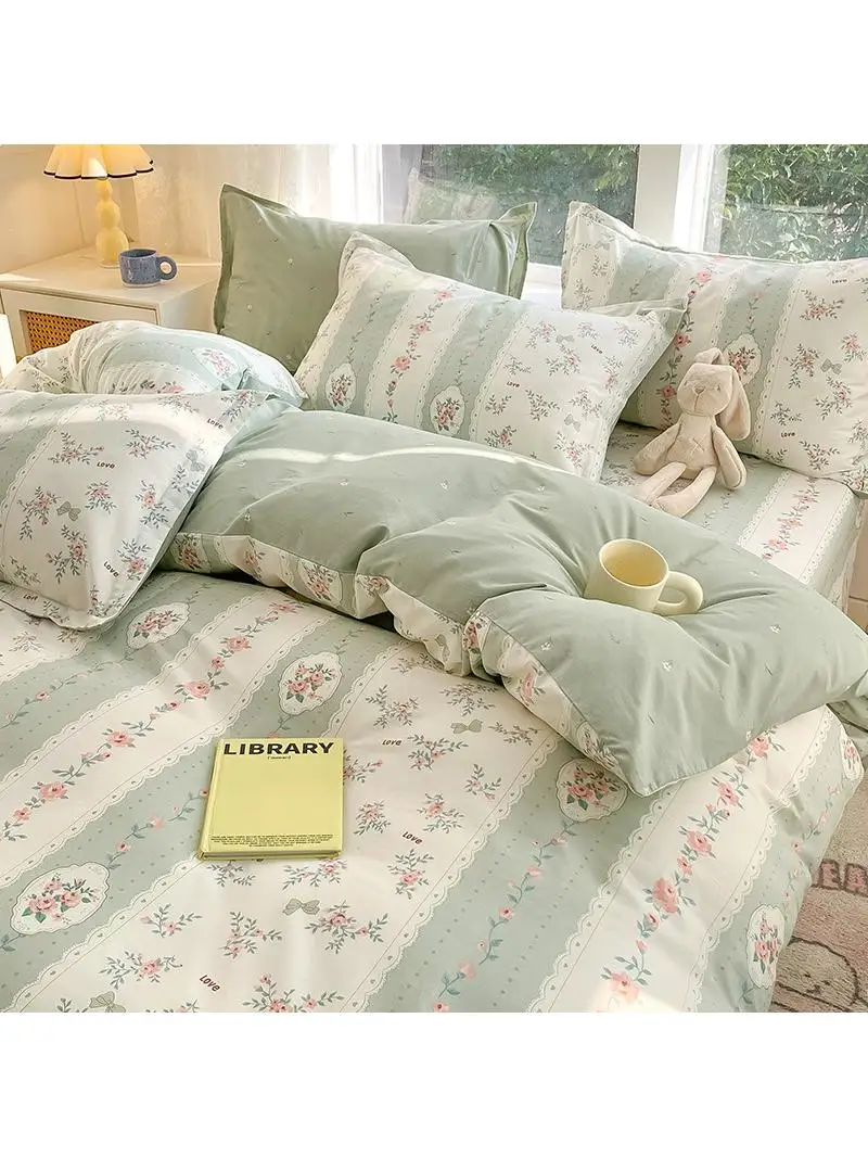 Cotton Quilt Cover Single Piece 50200 Bed Four-Piece Female Student Dormitory Mattress