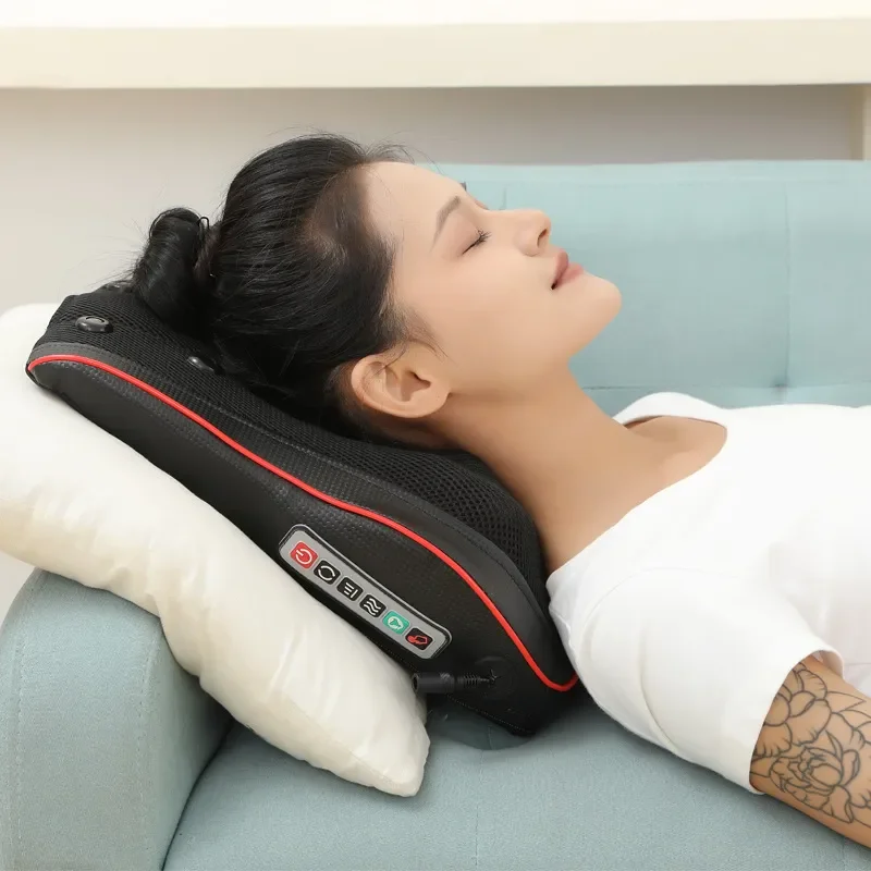 

Updated Electric Neck Massager Pillow Shiatsu Neck Massage Pillow with Heat Head Back Rolling Kneading