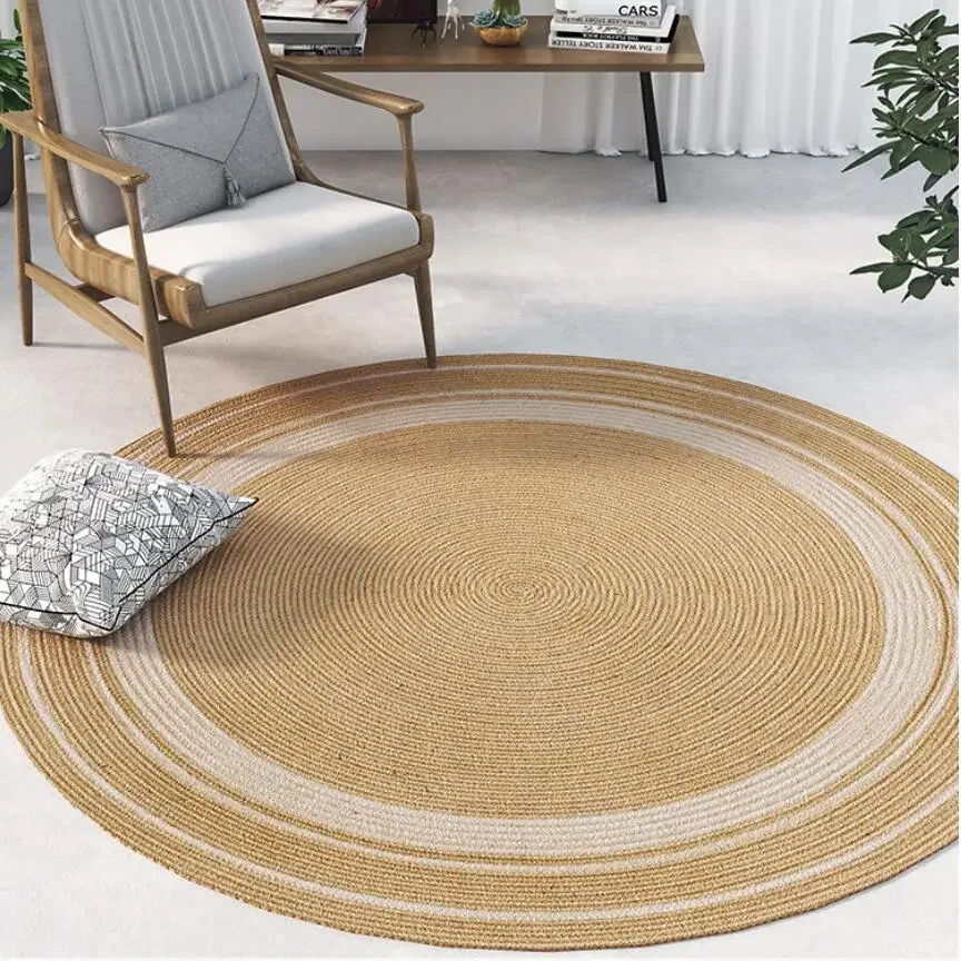

NEW Nordic Simple Japanese Style Hand-Woven Carpet Living Room Jute Round Rug 100% Natural Mat Modern Rustic Appearance Home Dec