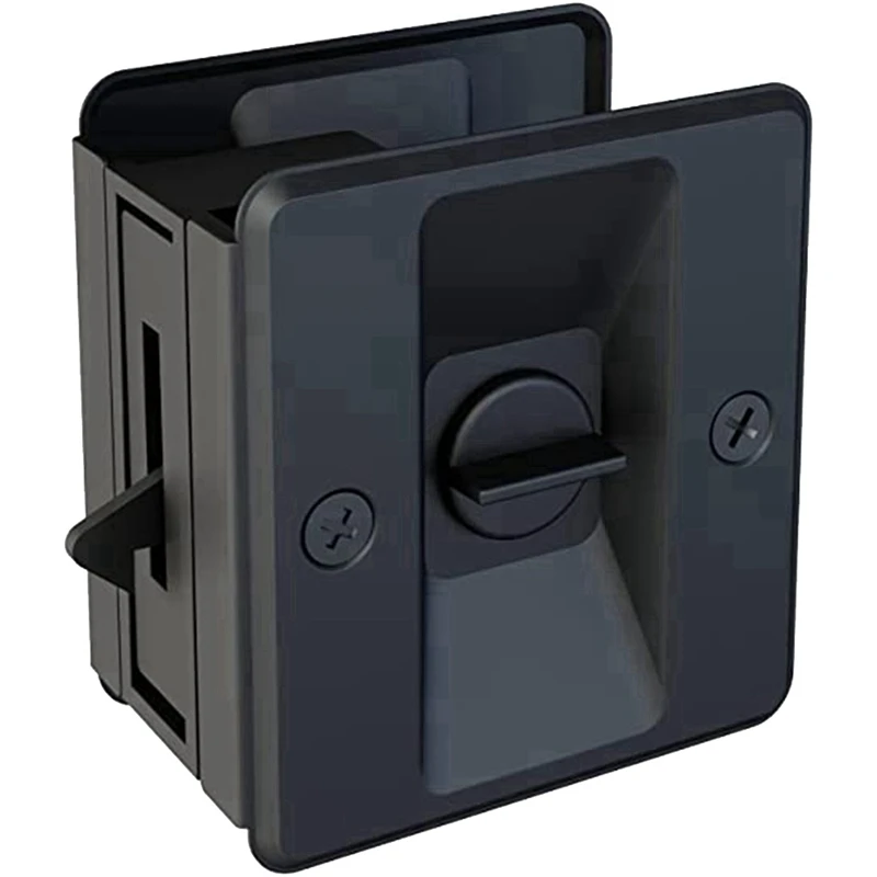 

HOT-Privacy Pocket Door Lock With Pull Handle For Quick And Easy Installation, Black Pocket Door Hardware