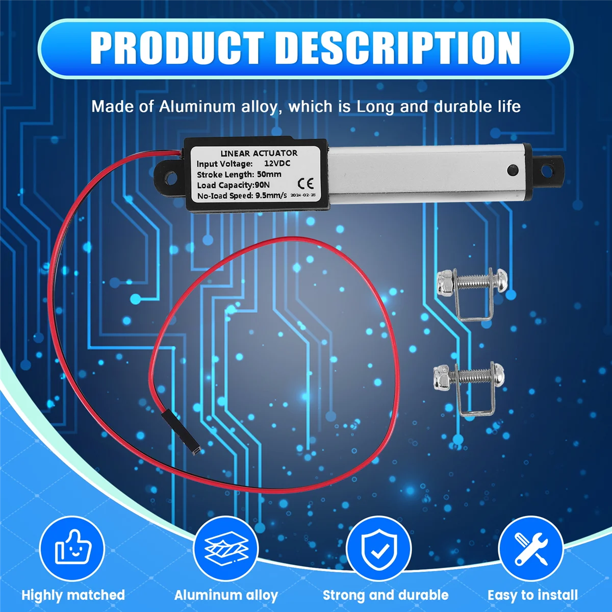 Микро-линейный привод 2-дюймовый ход 90N/20.3Lb скорость 9 5 мм/с Электрический
