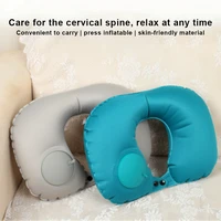 u shaped pillow portable travel automatic inflatable pillow flocking u pillow daily necessities portable u shaped pillow