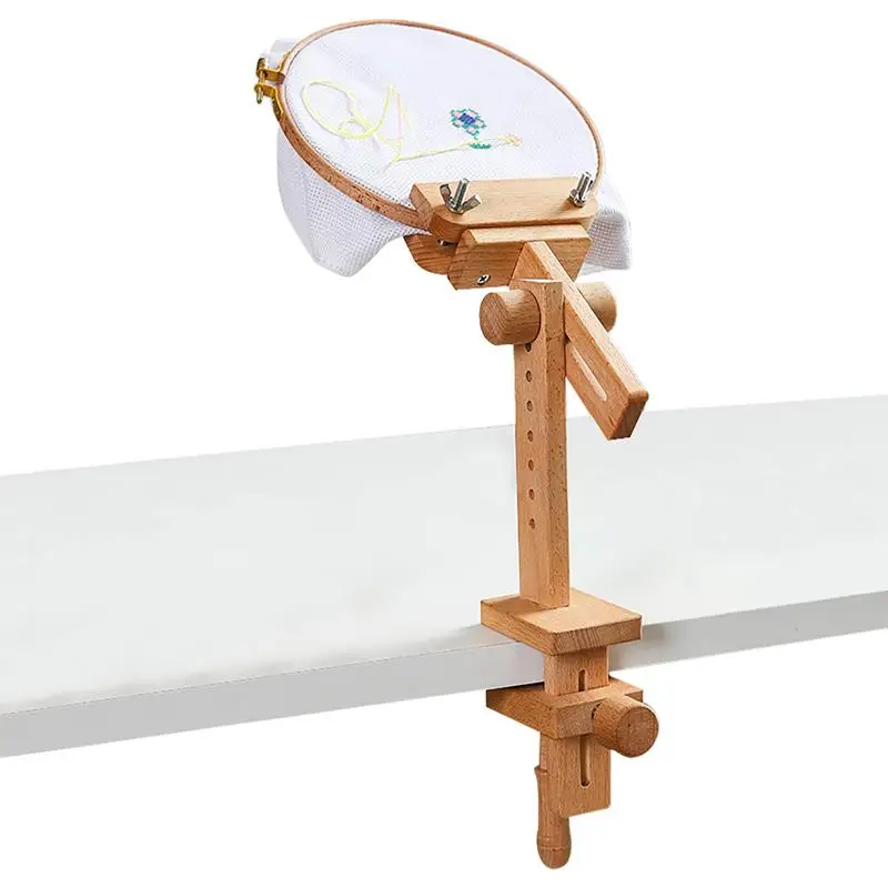 

French Embroidery Frame Desktop Embroidery Bracket Solid Wood Household Cross Portable Embroidery Shed Fixed