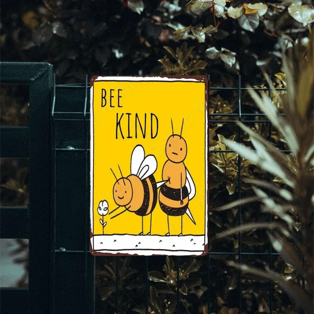Винтажный забавный постер Bee Kind Happy Retro металлический знак для дома улицы стены