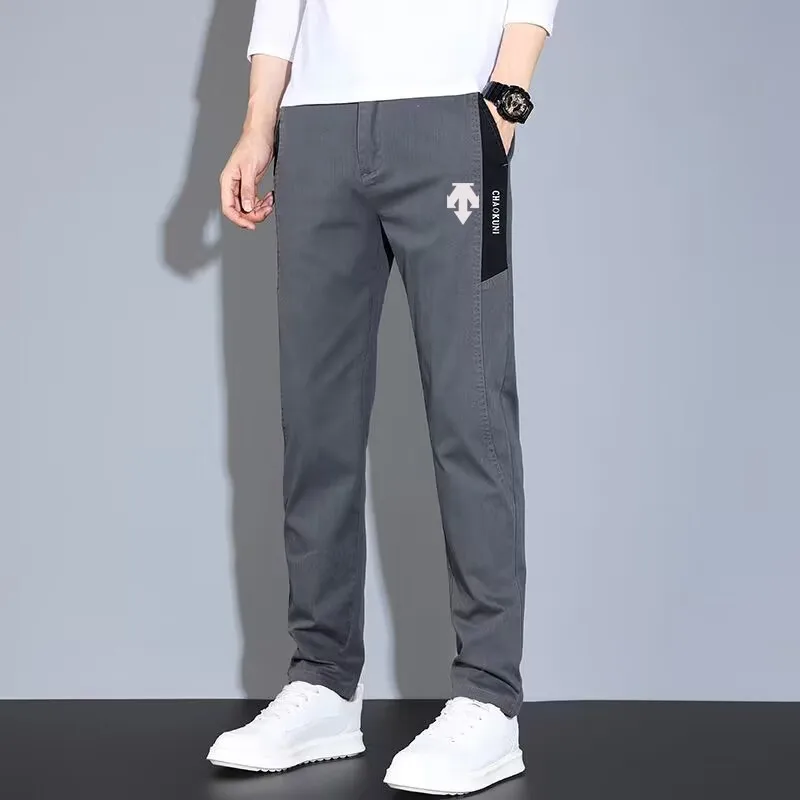 Casual Pants Men 2023 Embroidery New Summer Golf Straight Stretch Thin Style Sports Pants