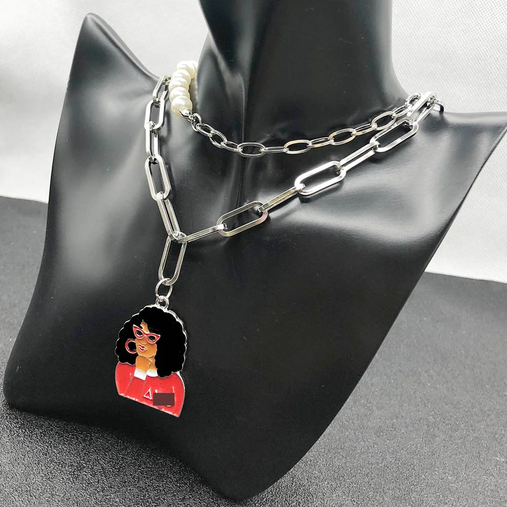 Модное двойное ожерелье в стиле панк с буквенным простым логотипом хип-хоп