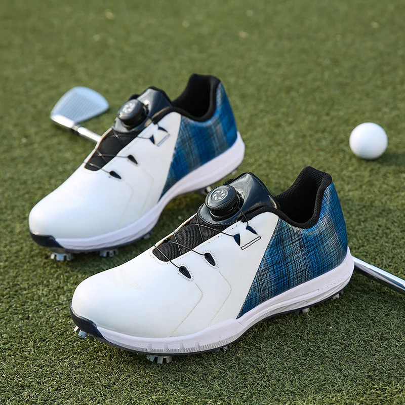 

Professional Men Golf Shoes Quick Lacing Golfer Trainers for Men Non-slip Spikes Mens Golf Training Shoes Good Quality