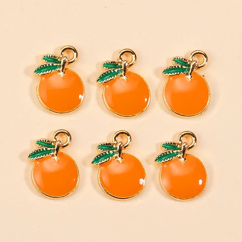 10 шт., эмалированные апельсиновые шармы RUWENSHU