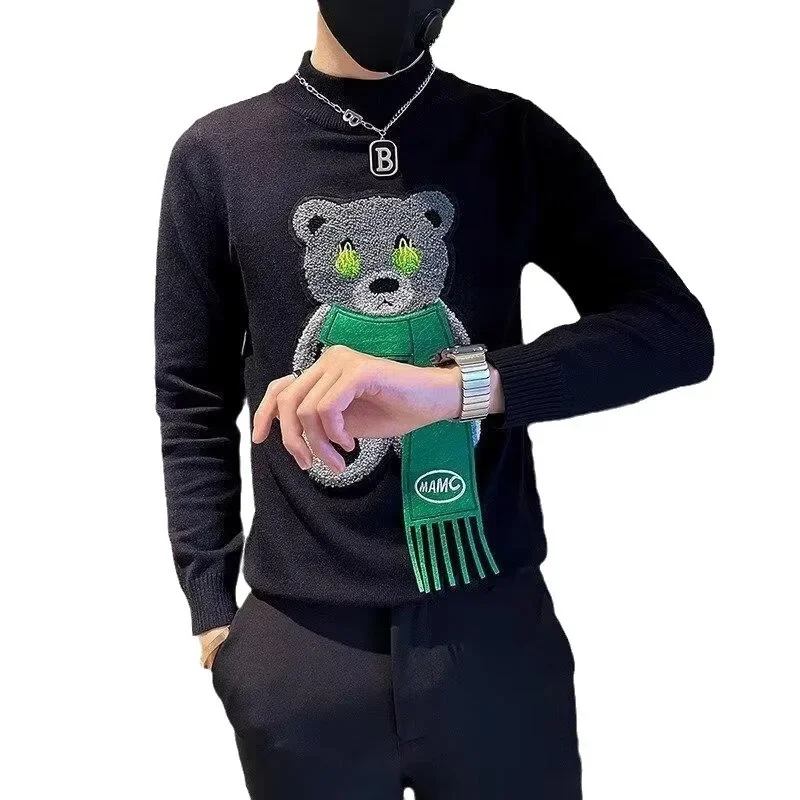 Осень/зима мужской свитер с высоким воротником до половины поло повседневный