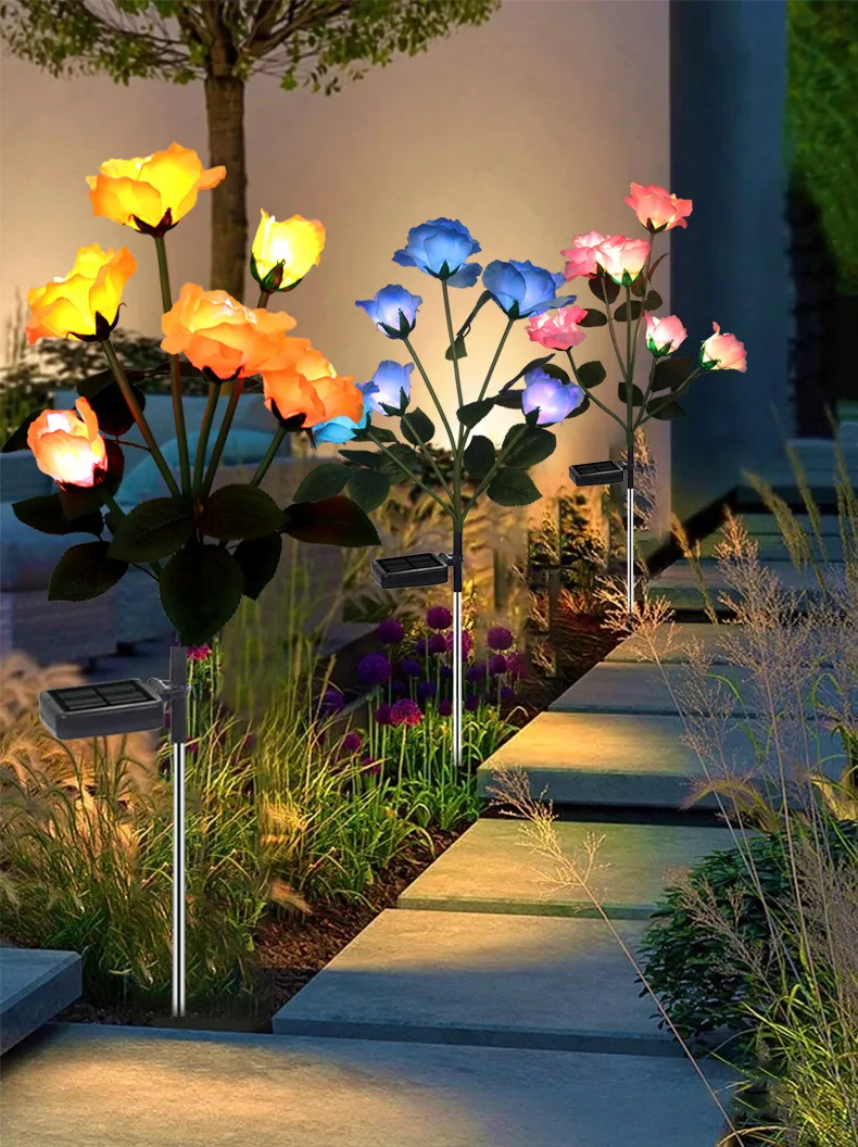 

LED Solar Simulation Rose Flower Light Home Garden Decoration Lawn Lamp Waterproof Landscape Solar Lights for Garden Decoration
