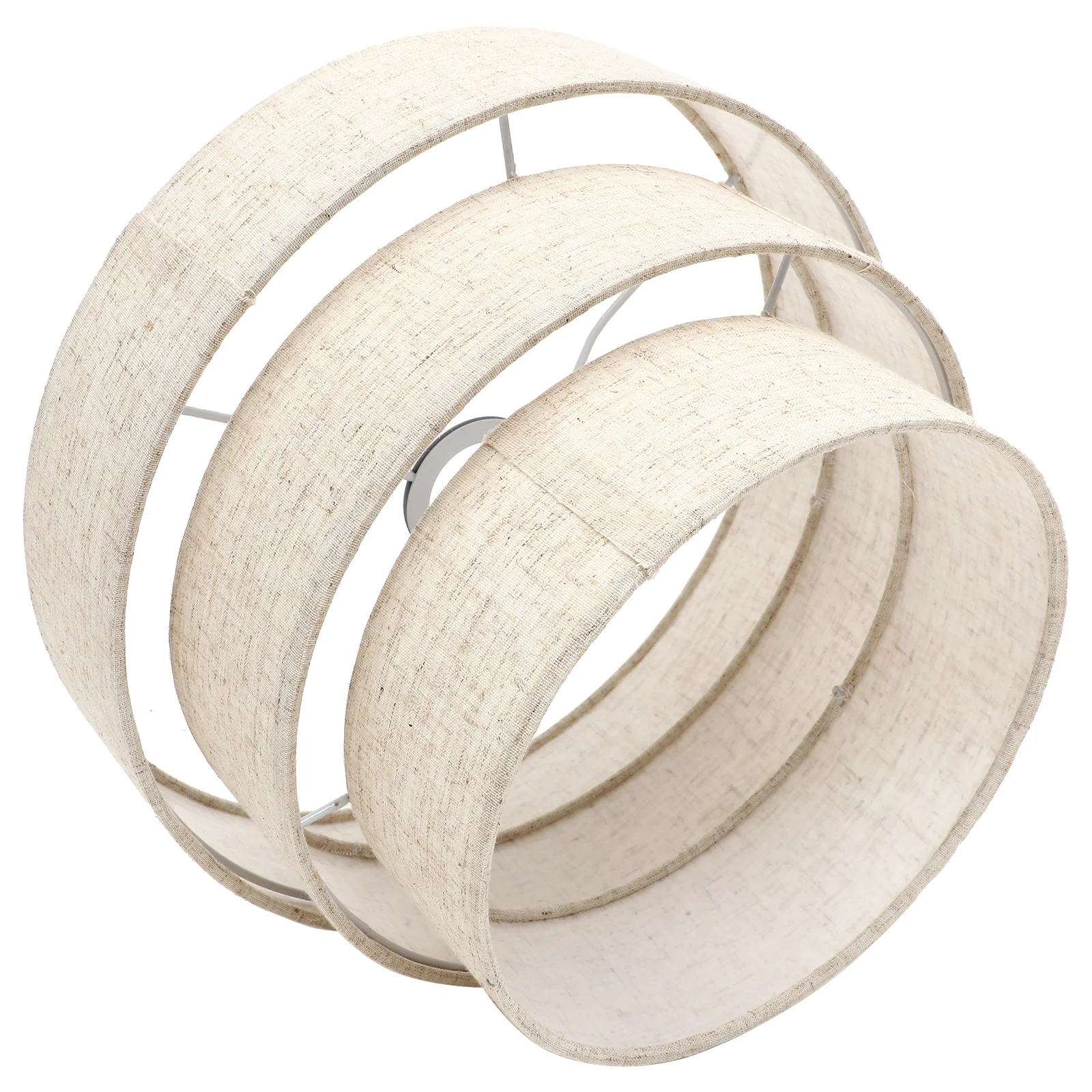 

Three Layer Fabric Lampshade Round Chandelier Shades Drum Cloth Modern Linen Unique Cover