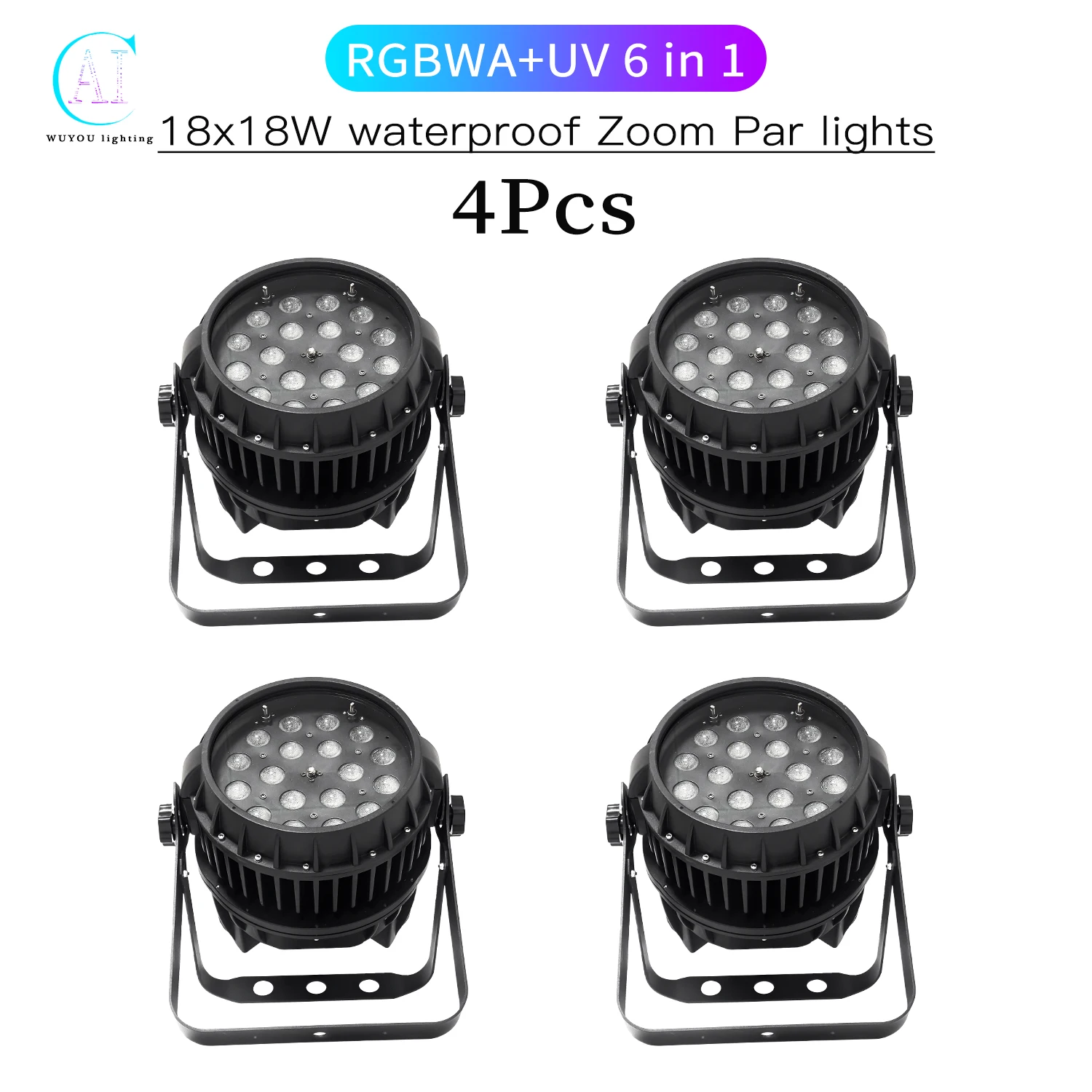

4Pcs/Lots 18x12W RGBW/18x18WRGBWA UV 6 in 1 LED Waterproof Zoom Par Light DMX Control DJ Disco Outdoor Show Stage Lighting