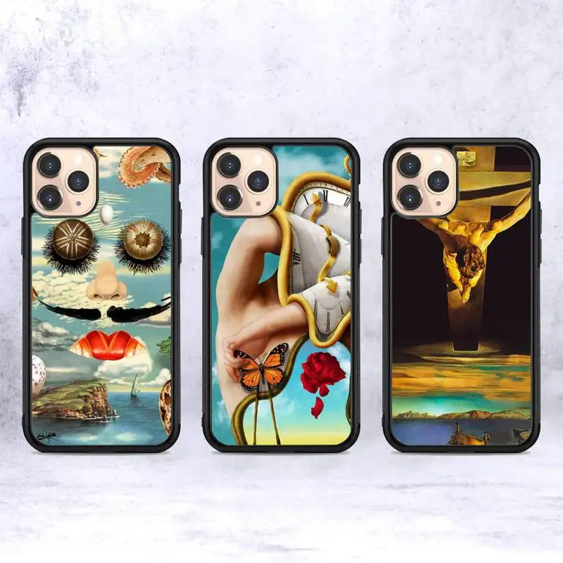

Salvador Dali Phone Case Silicone PC+TPU Case for iPhone 11 12 13 Pro Max 8 7 6 Plus X SE XR Hard Fundas