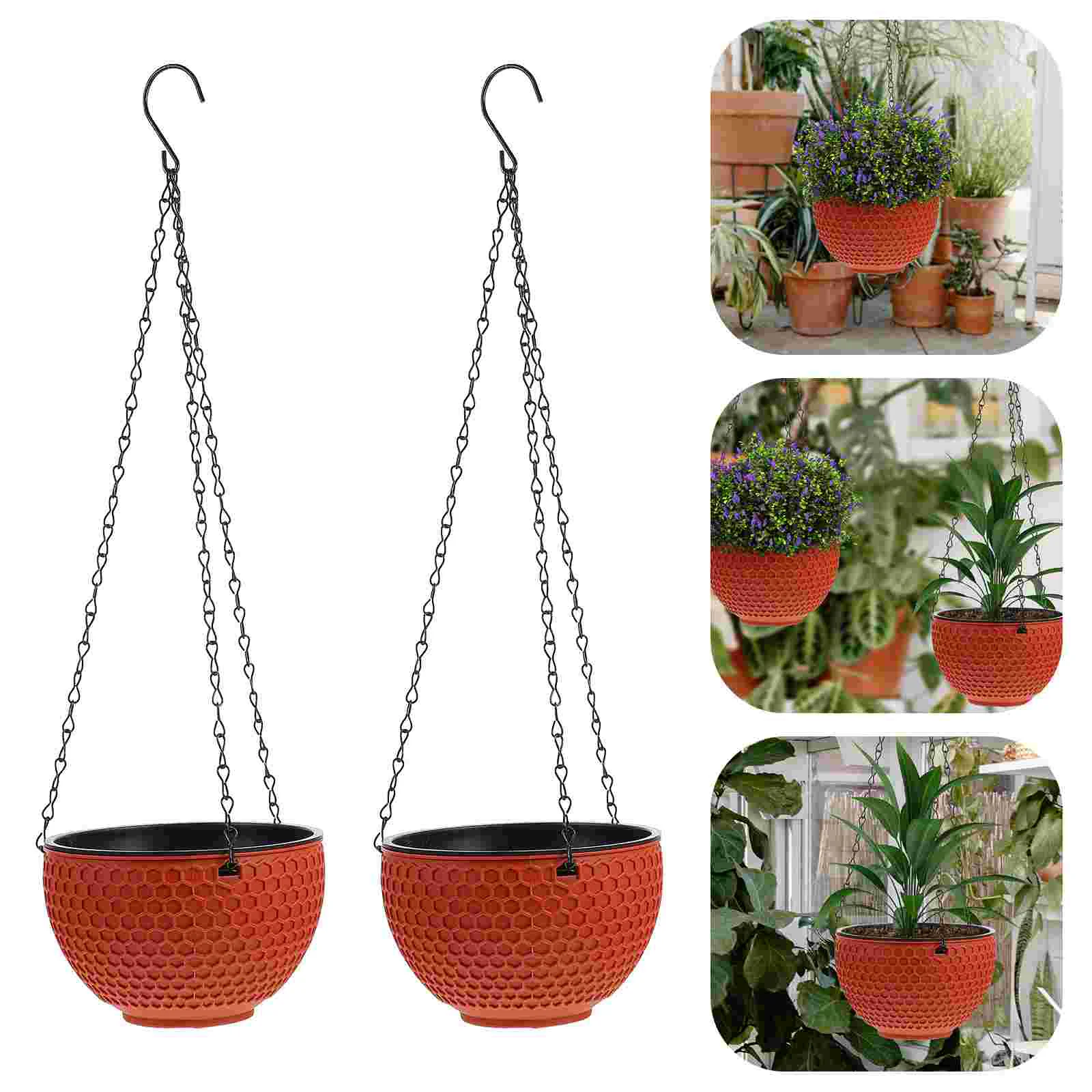 

2 Pcs Hanging Basket Plastic Flowerpot Chic Pots Indoor Garden Planter Plants Multi-purpose Wall Decor