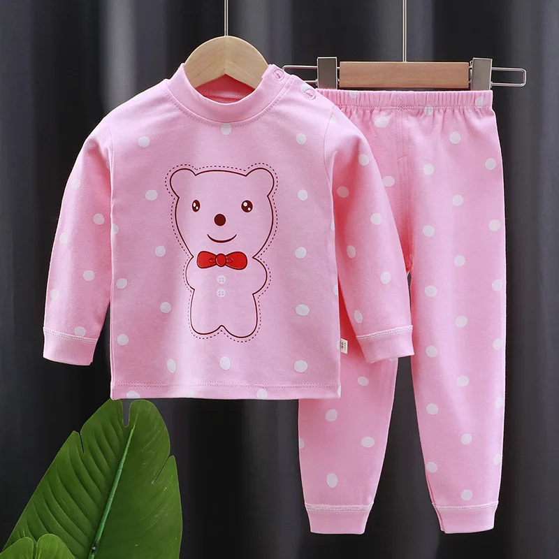 Комплект одежды для маленьких девочек хлопковый костюм малышей с мультяшным