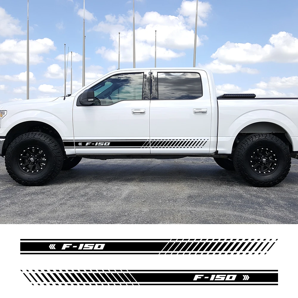 

2PCS For Ford F150 F-150 Stylish Car Door Side Skirt Stickers Vinyl Body Decals Racing Stripe Auto Exterior Decor Accessories