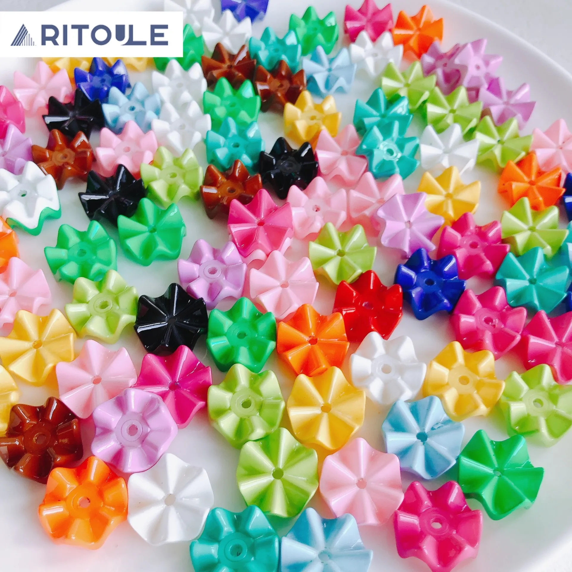 Ed Acrylic Petal Straight Hole Material Diy Bracelet, Mobile Phone Chain, Hair Clip Accessories Wholesale