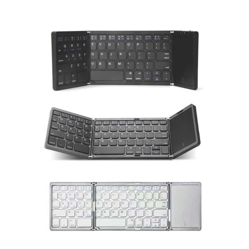 

64 Keys Foldable Bluetooth-compatible Keyboard Ultra-Slim Folding Keyboard Pocket Size Wireless Phone Tablet Stand