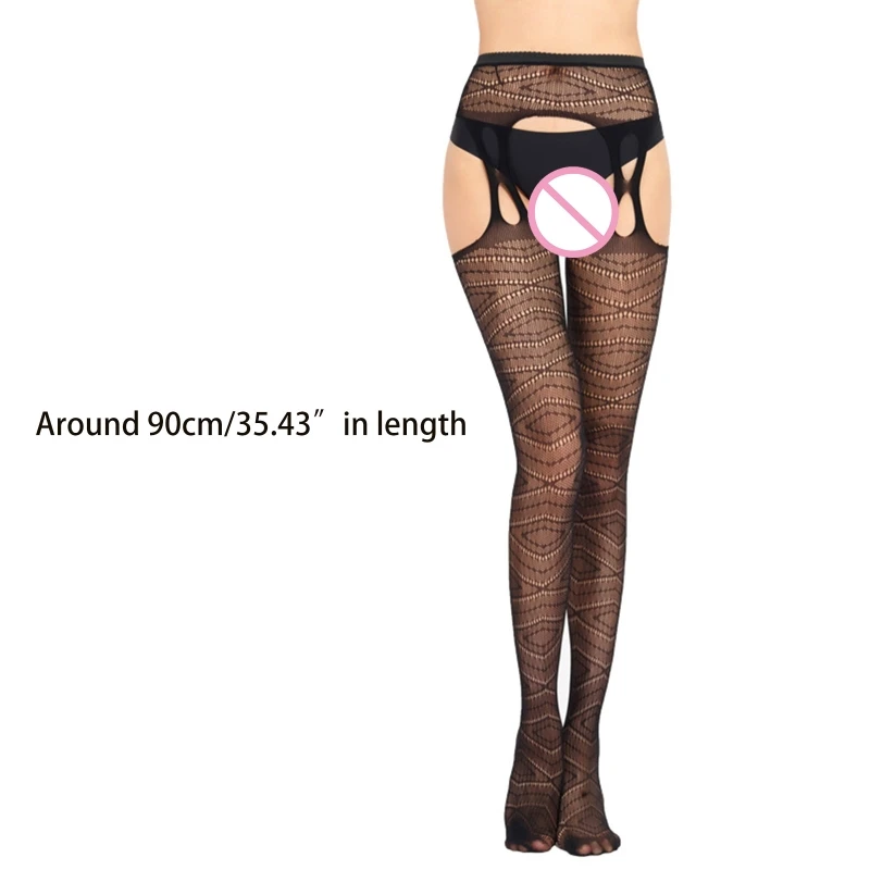 

2022 New Women Black Lace Fishnet Tights Suspender Thigh High Pantyhose Garter Stockings