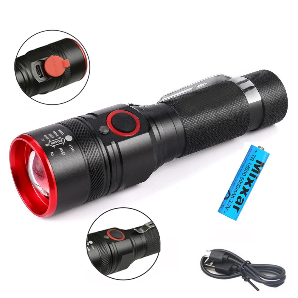 

ZK20 LED Flashlight Portable Camping Flashlights Zoomable Torch Waterproof Torches Use 18650 Battery