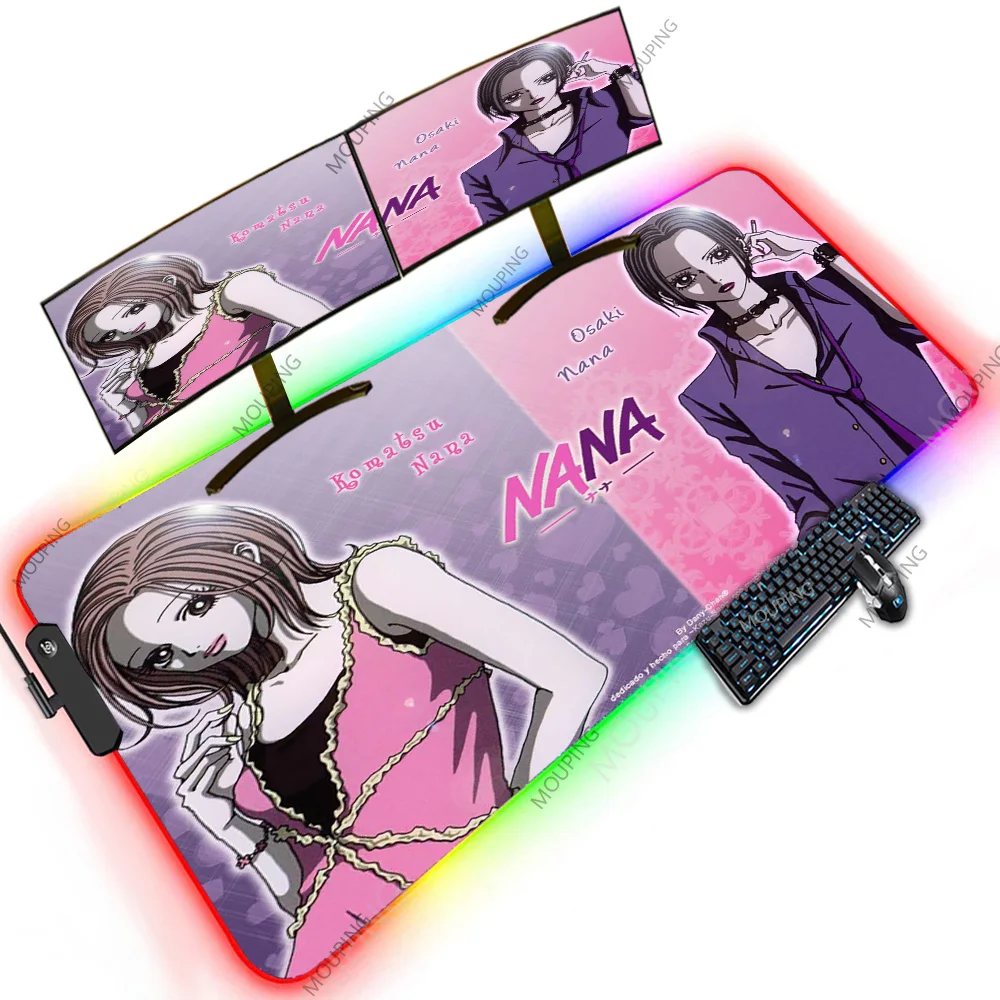 

NANA Anime Cool Girl Mat Mousepad Custom Rubber Rug Speed LED Aesthetic Deskpad Mice Cheap Japanese Style RGB Xxxxl Carpet Table