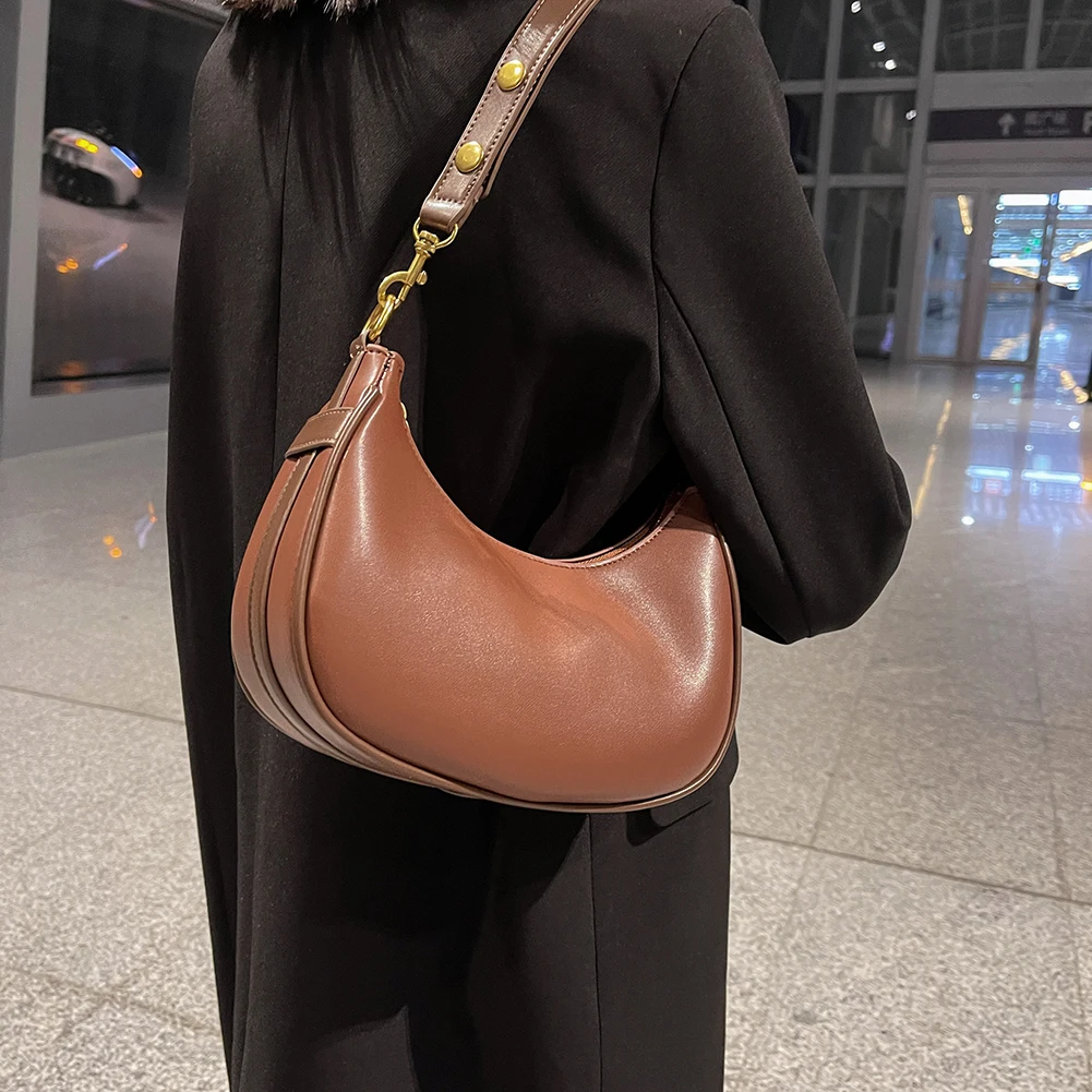

Fashion Armpit Bags for Women Cute Half Crescent Bag Luxury Retro Leather Purses and Handbags Designer Shoulder Bag Small Purse