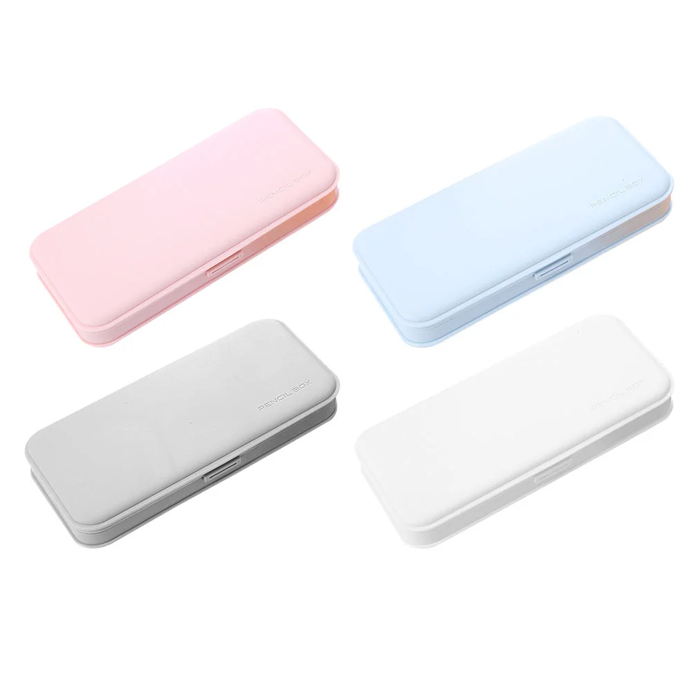 

4pcs Pencil Container Stationery Box Plastic 3-compartment School Pencils Box