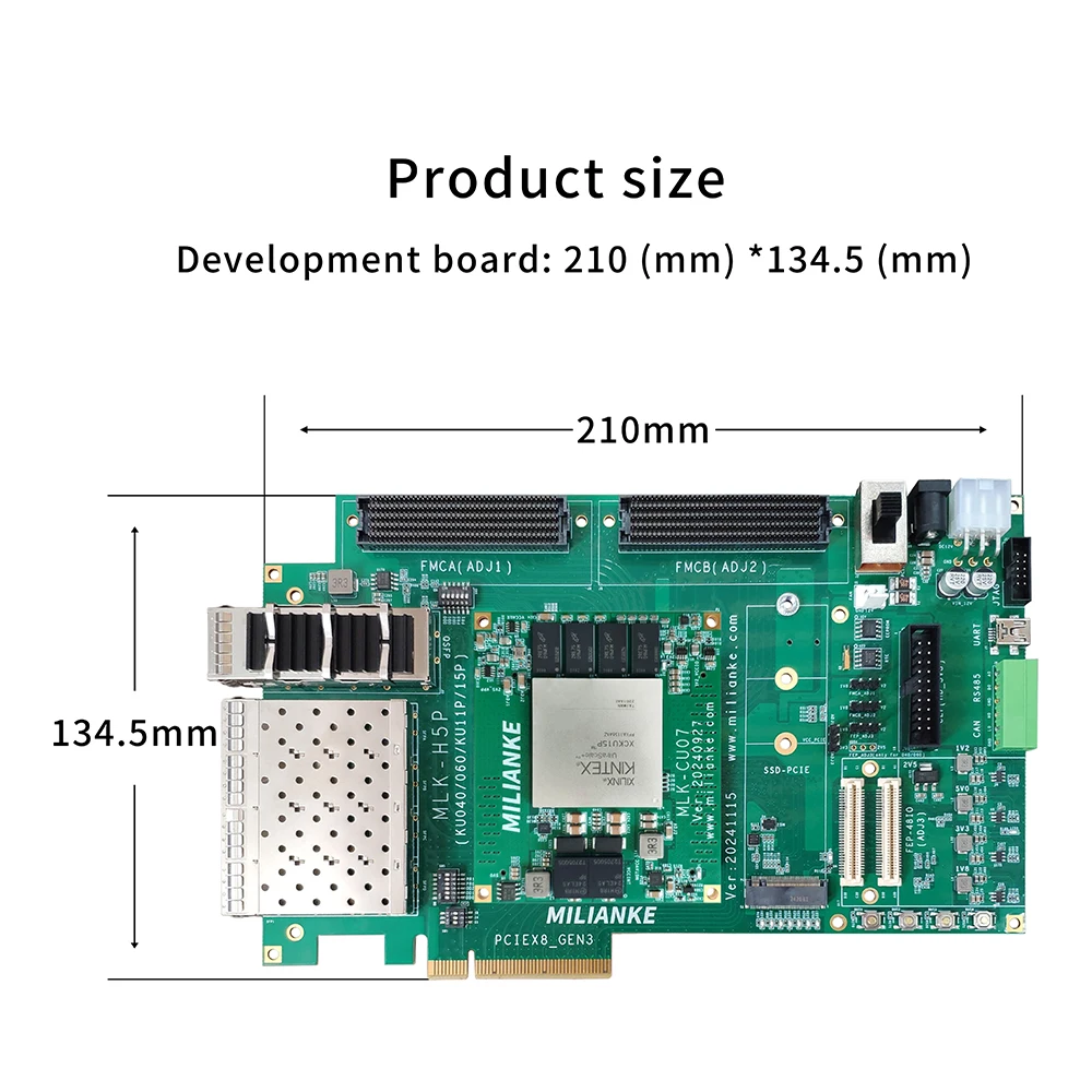 Фото Плата разработки Kintex UltraScale+ Series MLK-H5P-CU03/07-KU040/060/15P с интерфейсами SFP+ PCIe3.0*8 QSFP, 16.375 Гбит/с №4