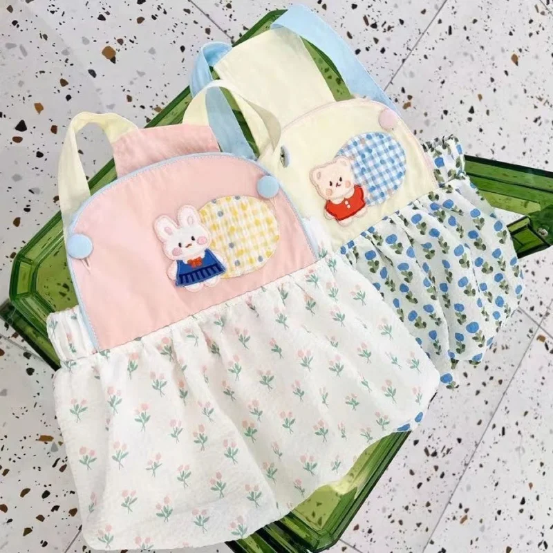 

Dogs Clothing Fashion Kawaii Bear Skirt Dog Clothes Dress Cartoon Plaid Thin Small Pet Costume Spring Summer Boy Ropa Para Perro
