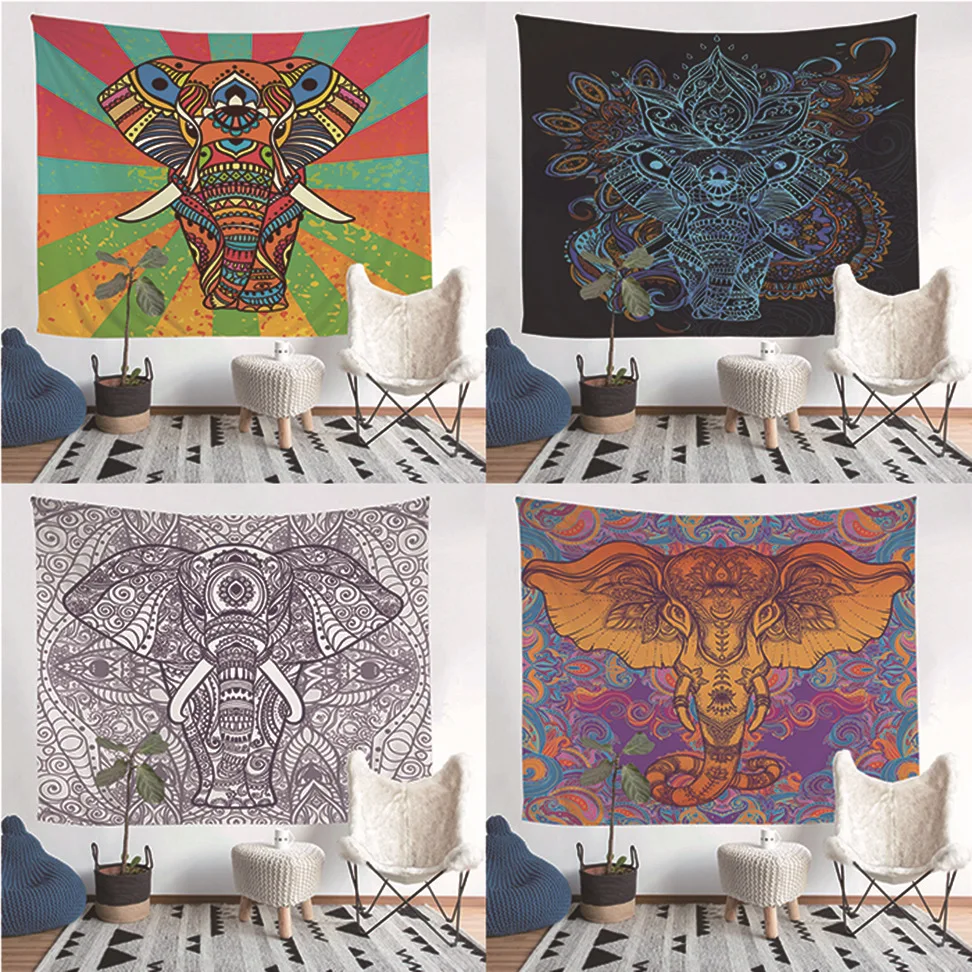 

Indian Mandala Elephant Tapestry Wall Hanging Psychedelic Witchcraft Tapiz Hippie Bedroom Room Home Decor