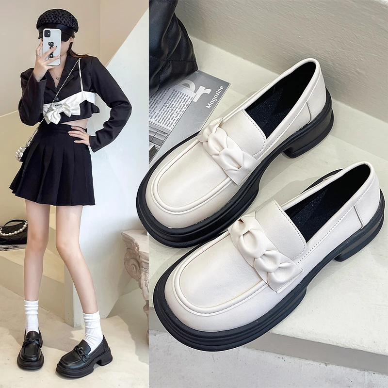 

Casual Woman Shoe Autumn Modis Black Flats Clogs Platform Bow-Knot All-Match Female Footwear Oxfords Fall 2022 Creepers Butterfl