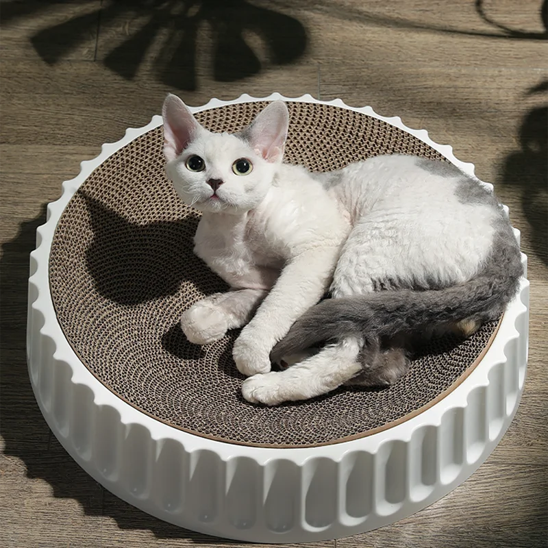 

Corrugated Cat Scratcher Round Pet Scratching Board Cat Toy Cardboard Kitten Scrapers Grinding Claw With Catnip Pet Furniture
