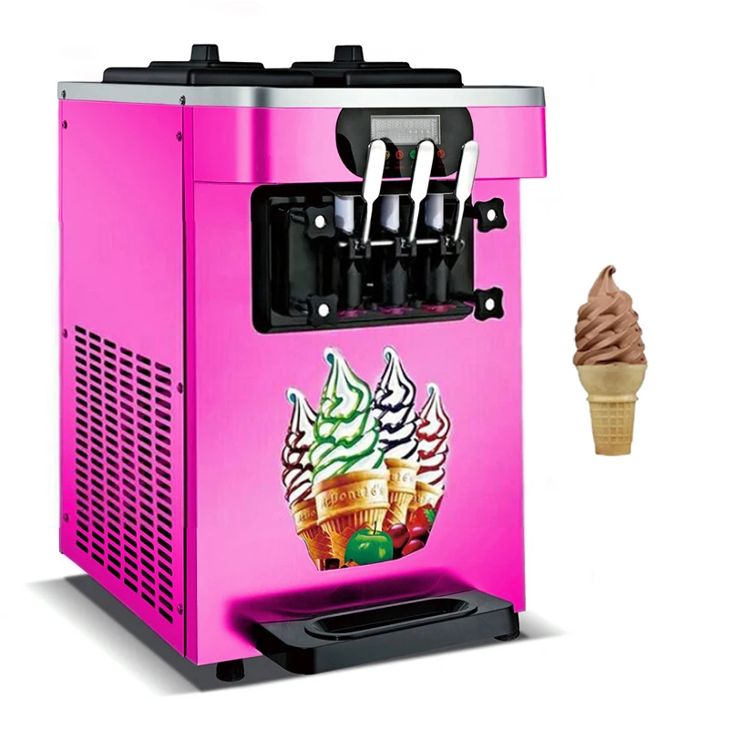 

18-22L / H Hot Italian Ice Cream Maker Desktop Mini Soft Ice Cream Shake Vending Machine 3 Flavors Ice Cream Machine