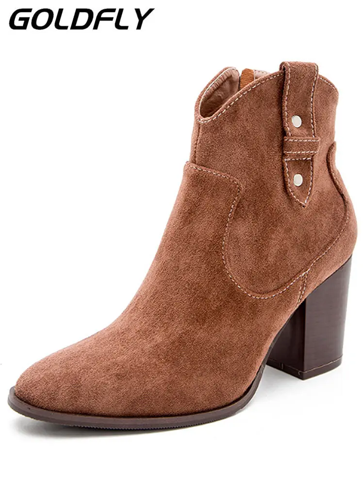 

Women High Heels Dress Martin Boots Women PU Leather Pointed Warm Ankle Snow Boots Women Shoes