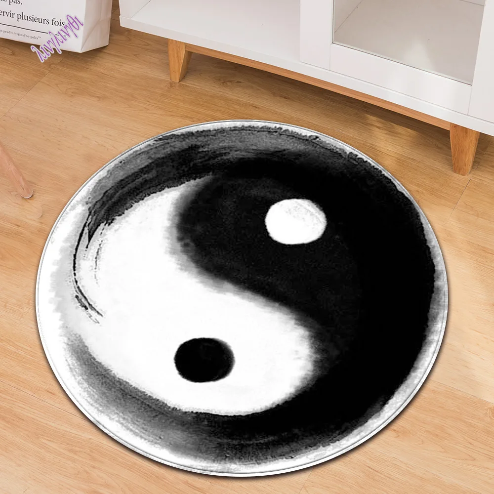 Tai Chi Buddhist Printed Round Carpet Camping Picnic Mats Anti-Slip Rug Yoga Mat E-sports Carpet Sofa Decoration Area Rug gift