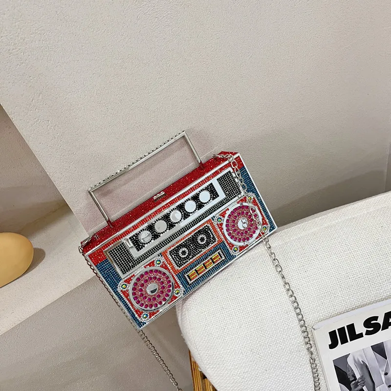 luxury boombox clutch Bag Rhinestones Evening box bag Dinner Party Wedding Crystal Diamonds Evening Purse tote handbag