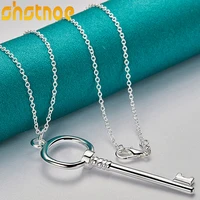 925 sterling silver round key pendant necklace 16 30 inch chain for women party engagement wedding fashion charm jewelry