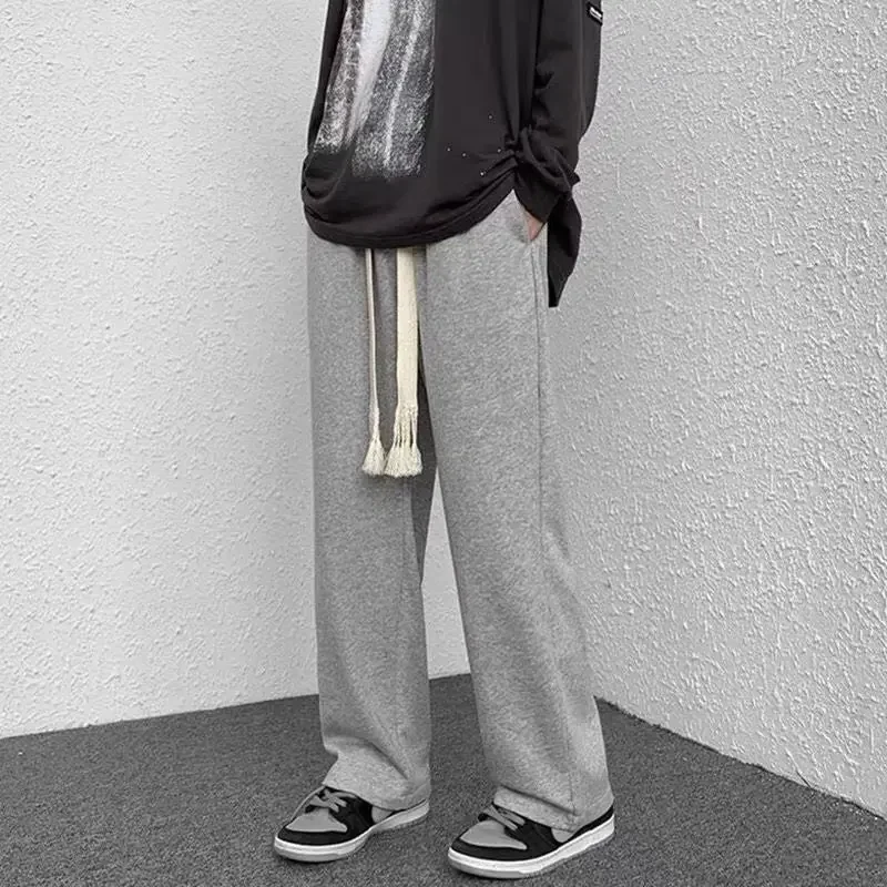 Casual Men's Straight-Leg Pants Loose-Fit Cropped New Spring Autumn Style Greysweatpants Male Comfortable Fit