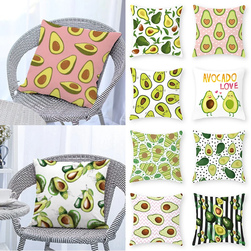 

Наволочка из персиковой кожи с принтом авокадо