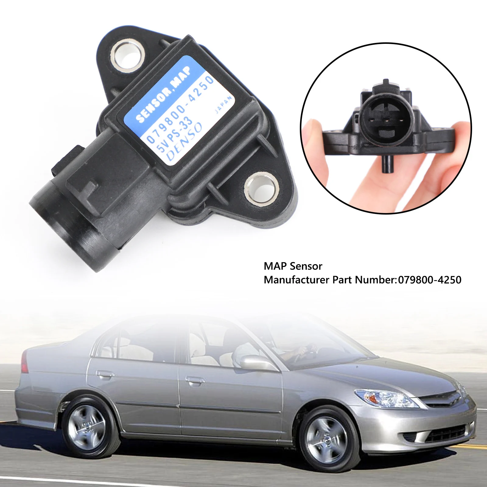 

Areyourshop Air Intake Pressure Sensor MAP Sensor For Honda Civic Accord 079800-3000 079800-4250 37830-PAA-S00 Car Auto Parts