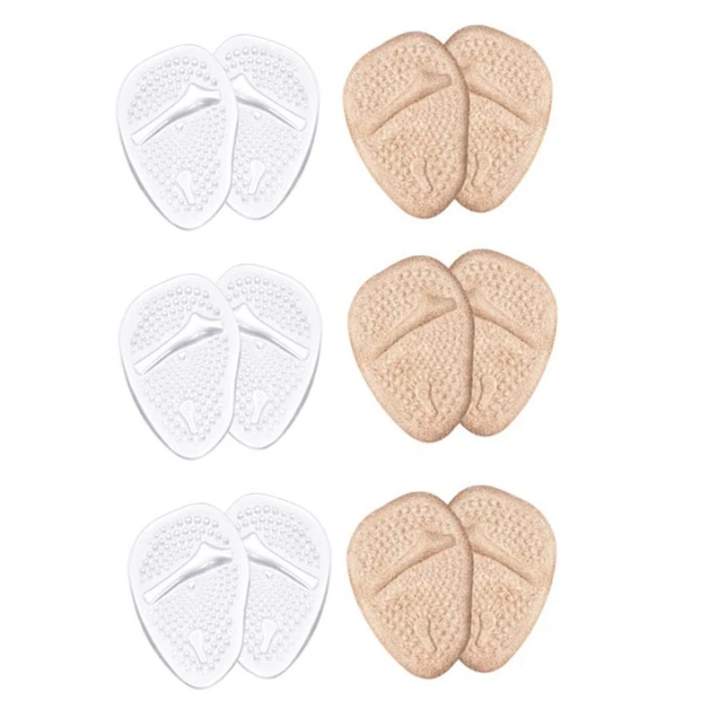 

6 Pair Forefoot Cushion Soft Insole Pad Half Size Footbed Non-Slip GEL Footbed For Pain Relief For Hiking And Running